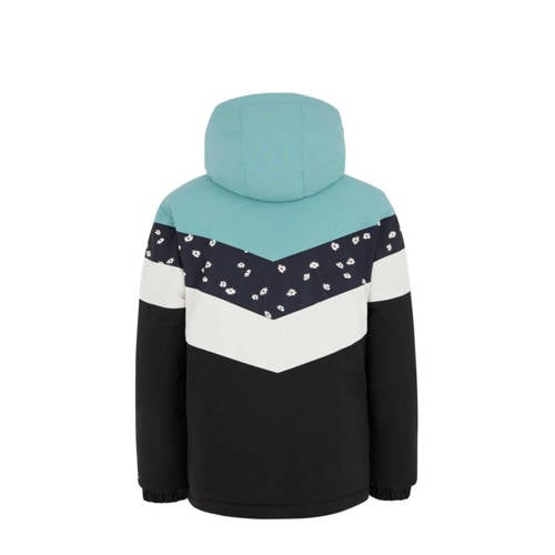Protest ski-jack PRTFUGY JR aqua zwart wit Skijack Blauw Meisjes Polyester Capuchon 128