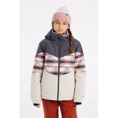 Protest ski-jack PRTSWAN JR offwhite/grijs/roze Skijack Ecru Meisjes Polyester Capuchon
