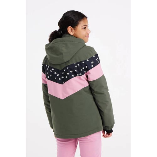 Protest ski-jack PRTFUGY JR groen zwart roze Skijack Meisjes Polyester Capuchon 128