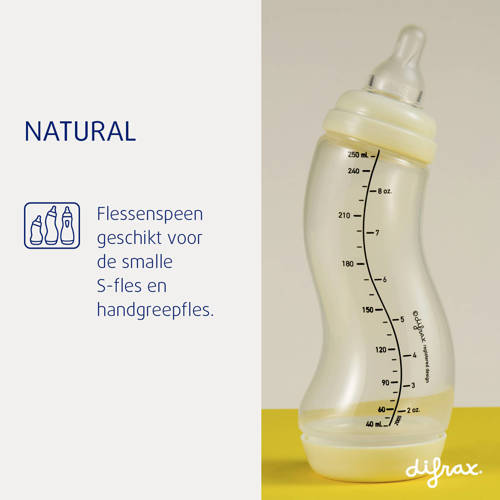 Difrax 1-2-3 Natural Flessenring met Flessenspeen voor smalle babyflessen