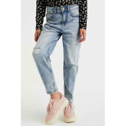 WE Fashion Blue Ridge high waist tapered fit jeans stone denim Blauw Meisjes Stretchdenim - 122