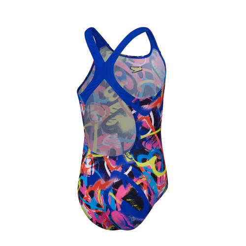 Speedo ECO Endurance+ sportbadpak Powerback blauw roze geel Meisjes Gerecycled polyester 128