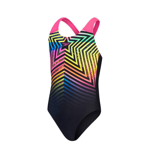 Speedo ECO EnduraFlex sportbadpak Leaderback zwart/geel/roze Meisjes Gerecycled polyamide