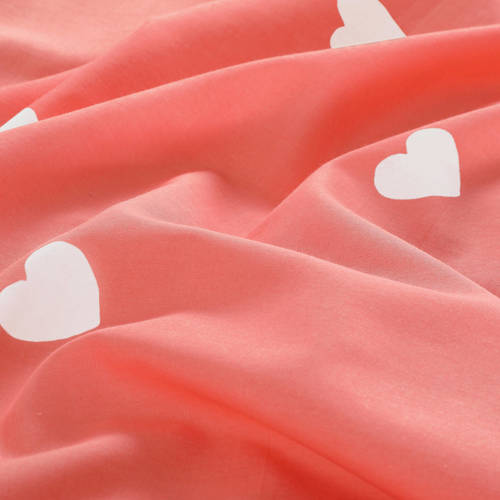 W polyester-katoenen dekbedovertrek peuter (120x150 cm) Roze Hartjes