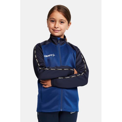 Craft Junior sport T-shirt kobaltblauw donkerblauw Sportvest Jongens Meisjes Gerecycled polyester Opstaande kraag 158