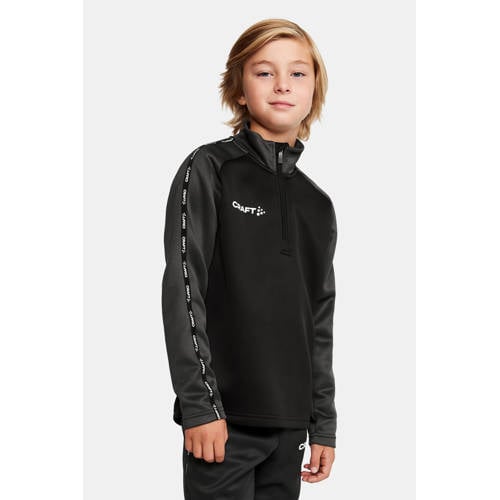 Craft junior voetbalshirt zwart antraciet Sport t-shirt Jongens Meisjes Polyester Opstaande kraag 122 128