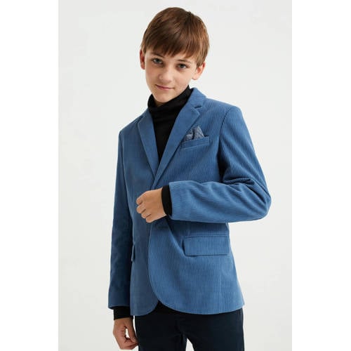 WE Fashion corduroy colbert blauw Effen