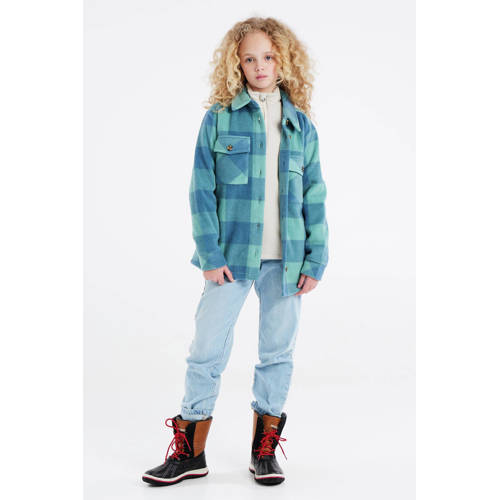 Protest fleece shacket Prtnettle JR blauw Outdoor jas Groen Meisjes Polyester Klassieke kraag 116