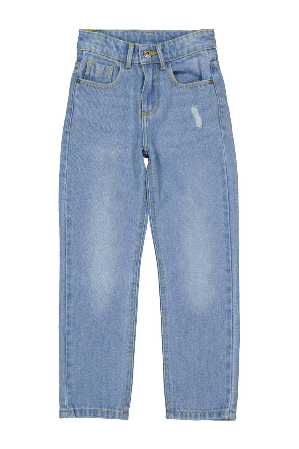Light blue denim meisjes LEVV skinny jeans blue van denim met regular waist, rits- en knoopsluiting en effen