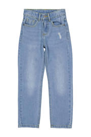 thumbnail: Light blue denim meisjes LEVV skinny jeans blue van denim met regular waist, rits- en knoopsluiting en effen