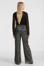 thumbnail: anytime plisse wide leg broek zwart/zilver