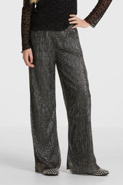 thumbnail: anytime plisse wide leg broek zwart/zilver