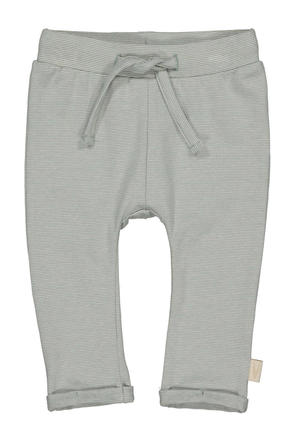 Groene jongens LEVV baby gestreepte regular fit broek van katoen met elastische tailleband met koord