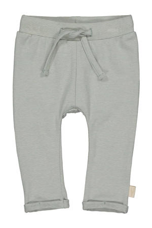 baby gestreepte regular fit broek LNESTORNOS van katoen zachtgroen