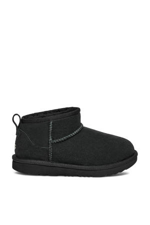 Classic Ultra Mini Schoolkind suède enkelboots zwart