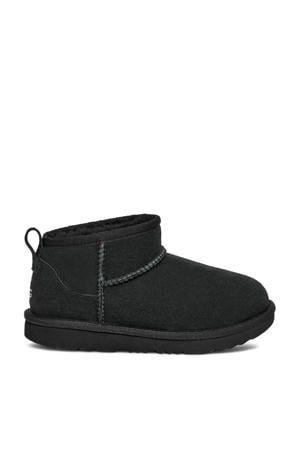 Classic Ultra Mini Schoolkind suède enkelboots zwart