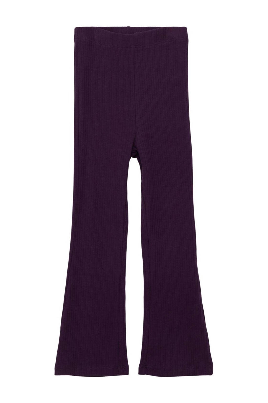Paarse meisjes s.Oliver high waist flared broek van stretchkatoen met elastische tailleband