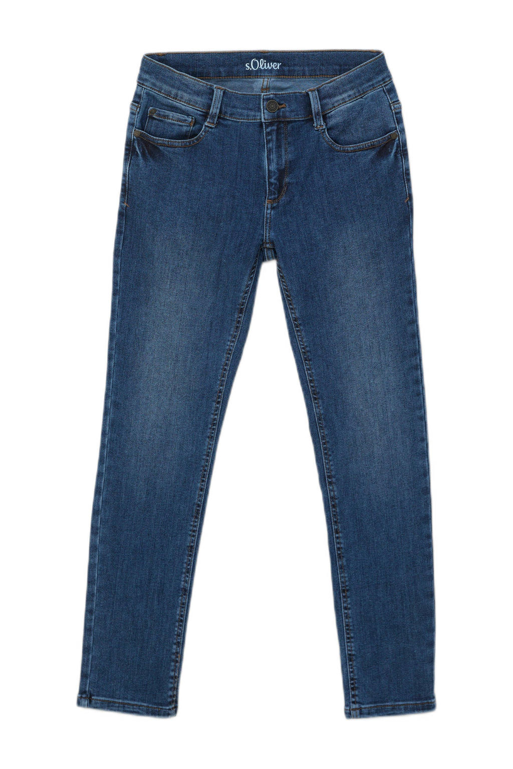Medium blue denim jongens s.Oliver slim fit jeans van stretchdenim met regular waist