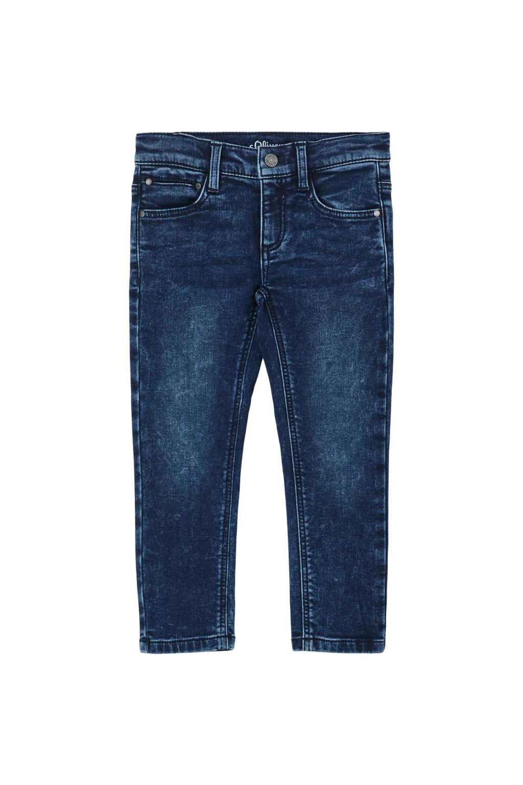 Dark blue denim jongens s.Oliver slim fit jeans van stretchdenim met regular waist