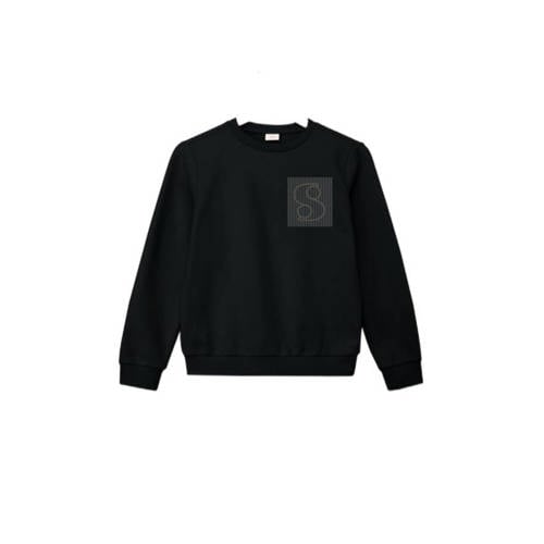 s.Oliver sweater met printopdruk zwart Printopdruk 