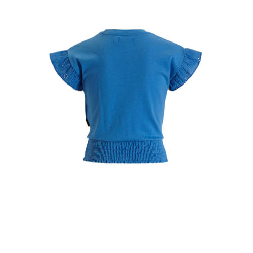 Orange Stars T-shirt Paulien met tekstopdruk blauw Meisjes Katoen Ronde hals 98 104