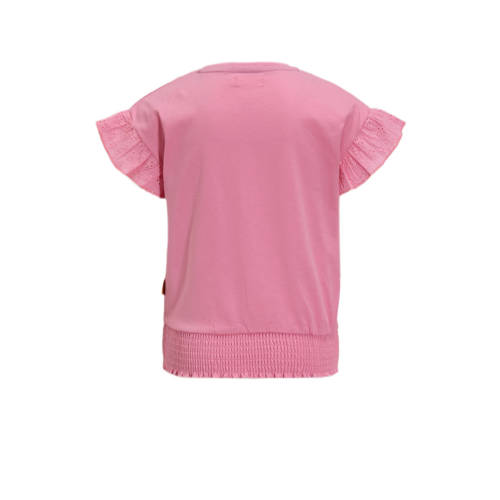 Orange Stars T-shirt Paulien met tekstopdruk roze Meisjes Katoen Ronde hals 98 104