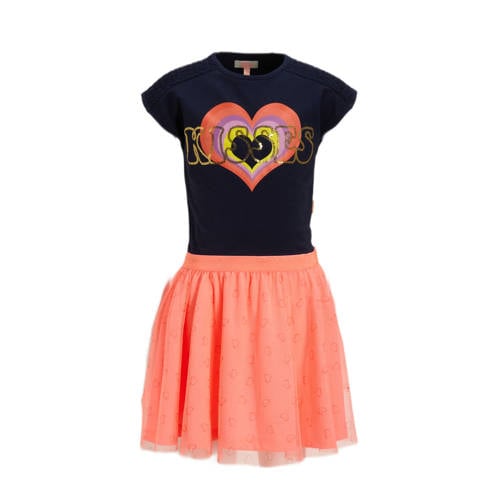 Orange Stars jurk Pebbles met printopdruk oranje/zwart Meisjes Katoen Printopdruk