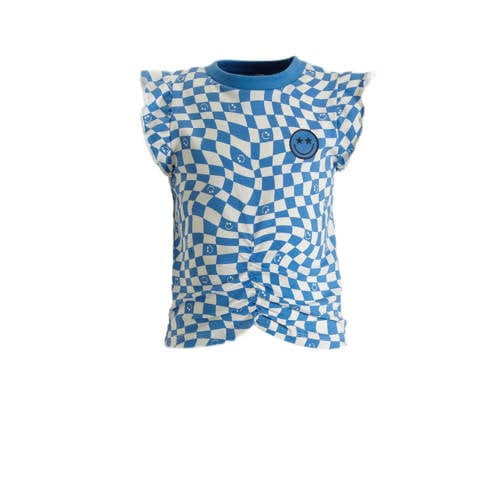 Orange Stars T-shirt Pelin met all over print blauw/wit Meisjes Katoen Ronde hals