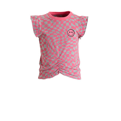 Orange Stars T-shirt Pelin met all over print roze/grijs Meisjes Katoen Ronde hals