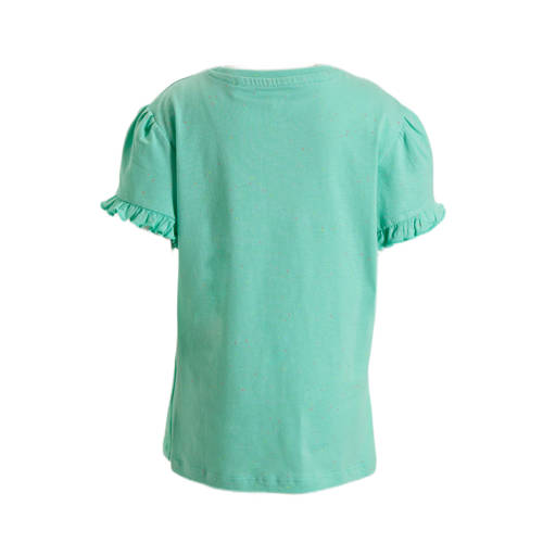 Anytime T-shirt met tekstopdruk groen Meisjes Katoen Ronde hals Tekst 110 116