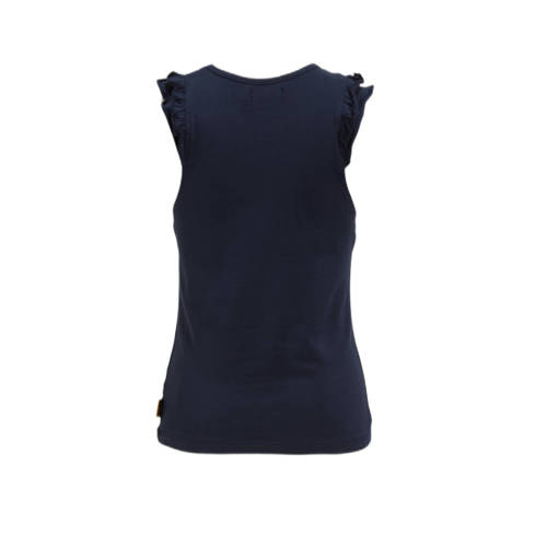 Orange Stars singlet Penelope met printopdruk navy T-shirt Blauw Meisjes Katoen Ronde hals 110 116