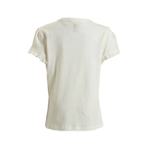 Anytime T-shirt met tekstopdruk wit Meisjes Katoen Ronde hals Tekst 110 116