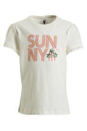 thumbnail: Witte meisjes anytime T-shirt van katoen met tekst print, korte mouwen en ronde hals