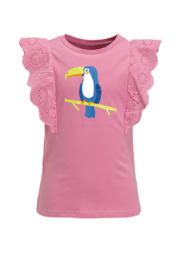 thumbnail: Roze meisjes anytime T-shirt van polyester met printopdruk, korte mouwen en ronde hals