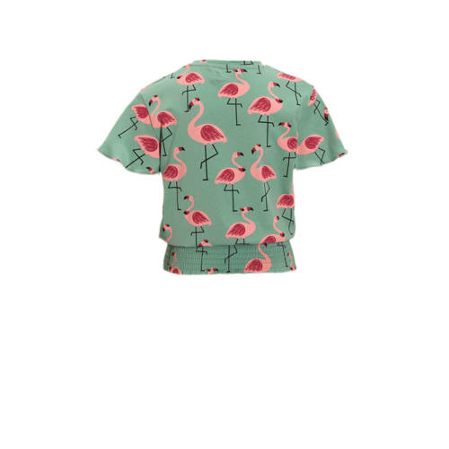 Orange Stars T-shirt Petra met all over print lichtgroen Meisjes Katoen Ronde hals 98 104