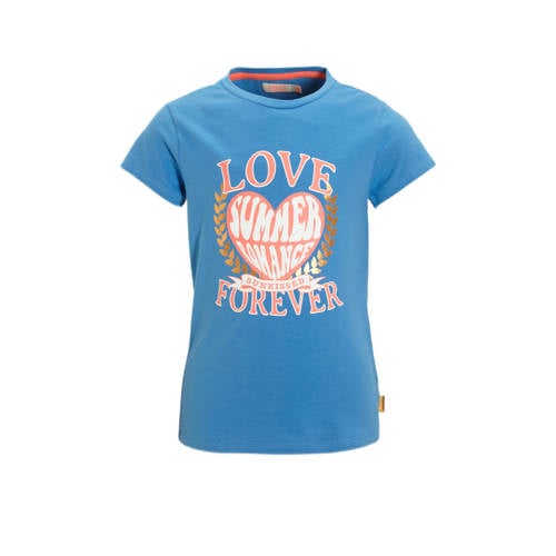 Orange Stars T-shirt Phaedra met printopdruk blauw Meisjes Katoen Ronde hals