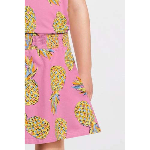 Orange Stars jurk Phyllis met all over print roze Meisjes Katoen Ronde hals 98 104