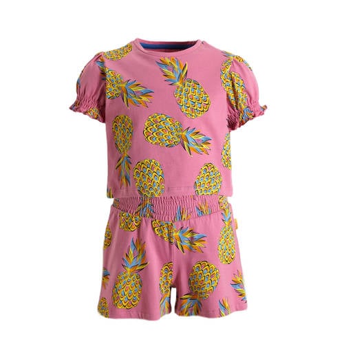 Orange Stars top + short Pieke met all over print roze Shirt + broek Meisjes Katoen Ronde hals - 110/116
