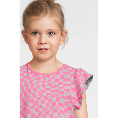 Orange Stars jurk Phyllis met all over print roze Meisjes Katoen Ronde hals 98 104