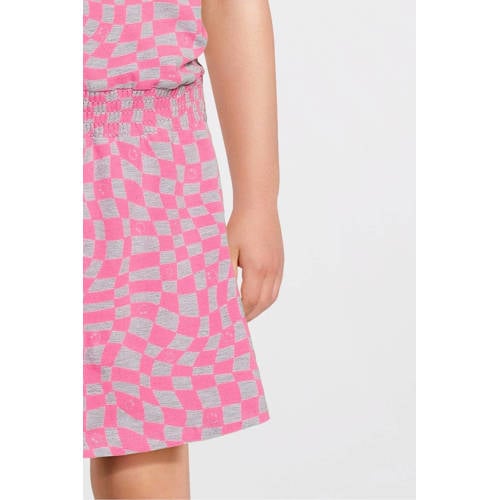 Orange Stars jurk Phyllis met all over print roze Meisjes Katoen Ronde hals 98 104
