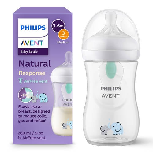 Philips Avent Natural Response babyfles olifant met AirFree-ventiel 260 ml (1 fles)