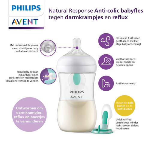 Philips AVENT Natural Response Anti-colic 1 babyfles – 260 ml – Flow 3 - SCY673/81