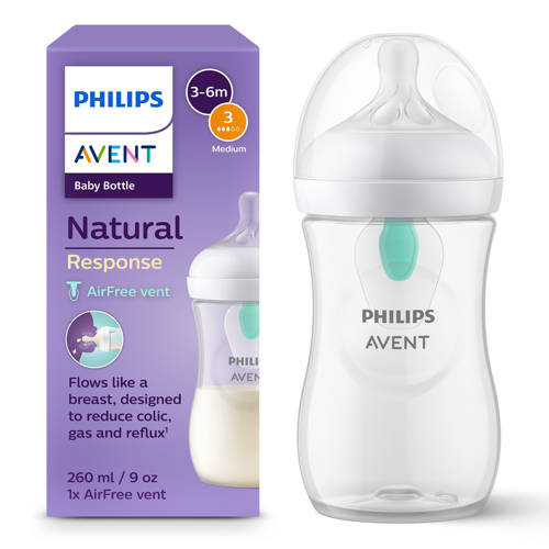 Philips Avent Natural Response Babyfles met AirFree-ventiel 260 ml 1M+ Snelheid-3 speen SCY673 01