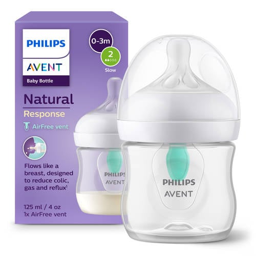 Philips Avent Natural Response Babyfles met AirFree-ventiel 125 ml 0M+ Snelheid-2 speen SCY670 01