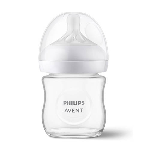 Philips Avent Natural Response Glazen Babyfles 120 ml 0M+ Snelheid-2 speen SCY930 01