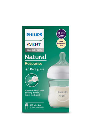 Natural Response Glazen Babyfles 120 ml 0M+ Snelheid-2 speen SCY930/01