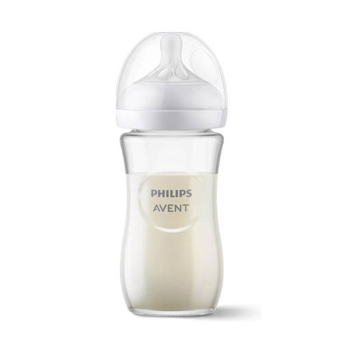 Philips AVENT Natural Response Glazen Babyfles 240 ml 1M+ Snelheid 3-speen SCY933/01