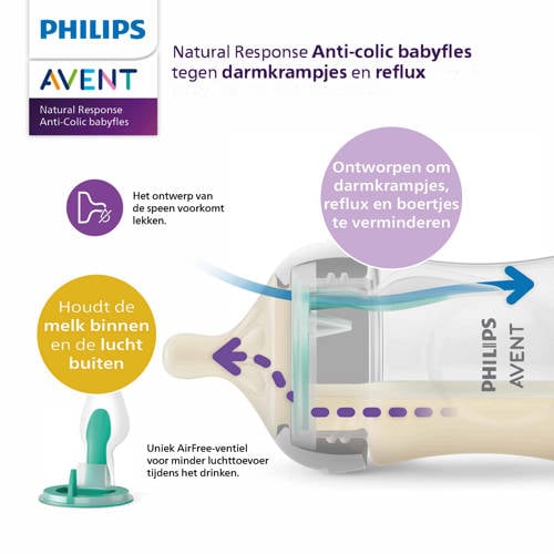 Philips Avent Natural Response babyfles beer met AirFree-ventiel 260 ml (1 fles)