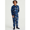 WE Fashion fleece onesie met all over print donkerblauw/blauw