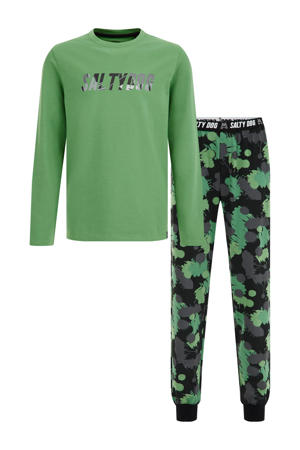   pyjama met all over print groen/zwart